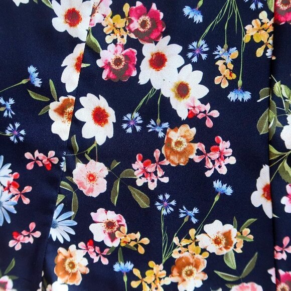 Parker Cosmic Daisy Navy Floral Halter Neck Fit & Flare Mini Dress Size M - Picture 11 of 14